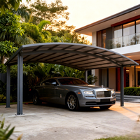 Abri de voiture moderne de luxe en alliage d'aluminium, arqué, imperméable, avec revêtement en poudre, garantie 10 ans, pour allée de villa, abri de stationnement pour 2 voitures