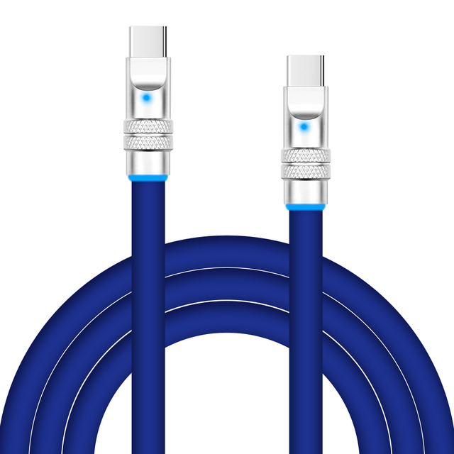 1M Ultra Flexible Liquid Silicone USB C Data Cable 240W Fast Charging USB to Type C Blue Light for iPhone 16 15 Pro iPad Samsung