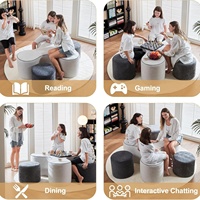 Nouvelle collection : Ensemble modulable créatif de table et chaises de jeu en tissu avec revêtement en velours, canapé en arc et banquette combinée