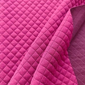 Chất Lượng Cao Ba Lớp Bánh Sandwich Scuba Jacquard Polyester Vải Đa Năng 3D Mô Hình Vuông Ấm Ngủ Cho Cô Gái Căng - Product Image 3