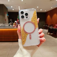 Étui de téléphone portable transparent brillant de luxe pour iPhone 17 16 15 14 Pro Max Étui de téléphone à aspiration magnétique en époxy pour iPhone 17 Pro
