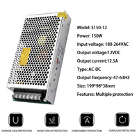 Alimentation à découpage MZMW S-150-12 150W 12V 12.5A AC 100-240V SMPS CE RoHS pour Bande LED, CCTV, Contrôle Industriel, OEM ODM