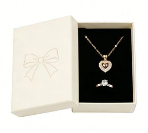 Luxury Rigid Gift <b>Box</b> with Base Lid for Romantic Jewelry Display Gold Hot Stamping <b>Earrings</b> & Necklaces Printing Paper Packaging - Product Image 4