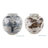 Vase de table en céramique 100 % fait main, motif dragon peint à la main, style Art Déco chinois, brun et blanc, pot à fleurs, urne