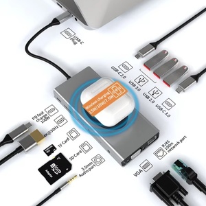 Estación de acoplamiento de aluminio tipo C para carga inalámbrica 4K HDTV 1080P <span class=keywords><strong>VGA</strong></span> 1000M RJ45 USB 3,0 <span class=keywords><strong>Adaptador</strong></span> de concentrador USB 13 en 1 Concentrador USB C - Product Image 2