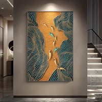 Impression Giclée d'Art Moderne : Peinture Neuf Poissons Encadrée en Alliage d'Aluminium – Décoration d'Entrée, Art Mural de Fond de Canapé, Style Luxe Léger