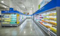 Réfrigérateur de présentation pour supermarché de 1,9 mètre, pour fruits, légumes et boissons, avec refroidisseur d'air, étagères réglables et dégivrage automatique