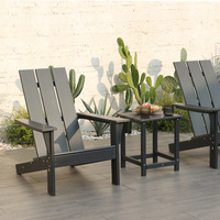Chaise Adirondack en HDPE et table basse pour jardin, villa, piscine – Ensemble repas extérieur style américain avec chaise grenouille en HDPE