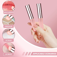Pinceau à lèvres portable en silicone avec capuchon anti-poussière, design oblique souple Q-Elastic, pinceau estompeur pour rouge à lèvres et brillant à lèvres, manche en plastique pour doigt