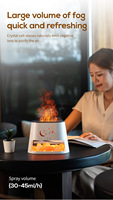 Diffuseur d'arômes Lampe de Sel Flamme Huile Essentielle Humidificateur d'Air Minuteur Télécommande Brume Froide Ultrasonique de Table pour Maison et Bureau