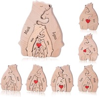 WanuoCraft DIY Art Déco Famille d'ours Puzzle en bois Sculpture Décoration d'intérieur Cadeau pour Anniversaire Fête des Mères et Noël des Pères