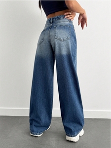 Pantalon en denim décontracté pour femme, 100% coton, respirant, taille basse, Y2K, coupe botte droite - Product Image 4