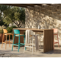 Tabouret de bar moderne à haute assise, design nordique, réglable, robuste, écologique, avec dossier en plastique, pour hôtel, villa, salle à manger, usage extérieur