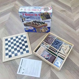 <span class=keywords><strong>Jeu</strong></span> de société éducatif pour enfants personnalisé 7 en 1 : Go, Backgammon, Échecs chinois, <span class=keywords><strong>jeu</strong></span> de plateau en bois - Product Image 4
