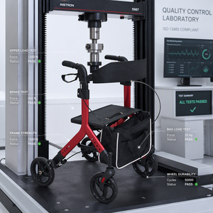 8 inch grote wielen <span class=keywords><strong>rollator</strong></span> met zitting, opvouwbare aluminium mobiliteitshulp voor senioren, draagvermogen 300 lbs - Product Image 6