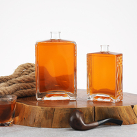 Bouteille de vin en verre givré transparent de 50 ml, 100 ml, 200 ml, 375 ml, 500 ml, 750 ml avec bouchon en liège, bouteille en verre pour vodka, alcool, whisky, liqueur, brandy