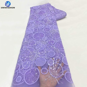 Tessuto in Pizzo Sinya Ecologico con Perle Bianche e Paillettes, Elegante Ricamo Pesante con Perline per Abiti <span class=keywords><strong>da</strong></span> <span class=keywords><strong>Sposa</strong></span> e Abbigliamento Femminile di Lusso - Product Image 4