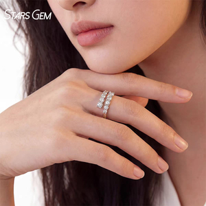 StarsGem Bague Hug en Or Massif 10K Pureté 41,7% 0,98 CTW Diamant de Laboratoire E Brillant Gradué Plaqué Rhodium Tendance Unisexe - Product Image 2