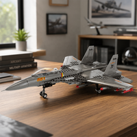Série de jouets de construction d'avions militaires chasseurs embarqués Flying Shark No.551 pour la vente en gros, modèle STEM, pour les magasins de cadeaux