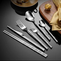 Ensemble de couverts 18/10 en acier inoxydable argenté, vaisselle pour mariages, restaurants, ensemble de couverts dorés utilisés dans les hôtels