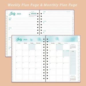 A5 Strap Spiral Leather <b>Notebook</b> Hardcover <b>Daily</b> & Weekly <b>Planner</b> Essential for Study & Office Planning Back-to-School Must-have - Product Image 4
