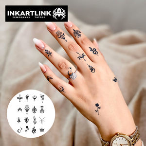 Set da 20 Pezzi di Eleganti Adesivi per Tatuaggi Temporanei, Ornamenti Vintage con Serpente, Rosa, Cuore, Luna, Semi-permanenti per 15 Giorni, Arte Corporea all'Ingrosso - Product Image 2