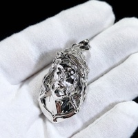 Pendentif Visage de Jésus Chrétien Personnalisé en Argent Sterling 925 Plaqué Rhodium, Style Hip Hop, pour Hommes, Cadeau de Fête, Bijoux Fins