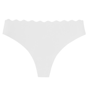 Culotte sans couture une pièce pour femme, couleur unie, taille basse, motif vague évidé, en polyamide, avec adhésif - Product Image 4