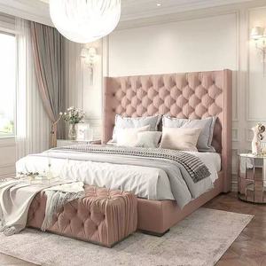 Juego de Dormitorio Moderno Minimalista de Lujo con Cama King de Terciopelo, Tapizado de Alta Calidad para Dormitorios Principales de Hotel/Villa - Product Image 4