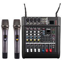 Console de mixage audio professionnelle pour DJ de scène, 16 effets numériques DSP, mixeur de puissance 4 canaux avec 2 microphones sans fil