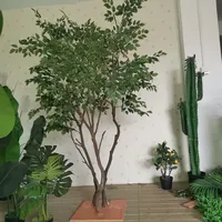 Künstlicher Ficus-Banyanbaum Grüne Landschafts-Bäume Zweige Blätter für Innen- oder Außendekoration