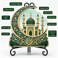 Vente en gros de cadeaux religieux musulmans, plaque islamique en forme de croissant de lune, ornement en résine 3D, décoration du Ramadan et de l'Aïd, faible MOQ, en vrac