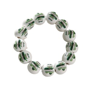 St. Patrick's Day White Wooden <b>Bead</b> <b>Bracelet</b> Green Hat Shamrock Design Women's Jewelry Round Shape Fashion <b>Bracelet</b> - Product Image 5