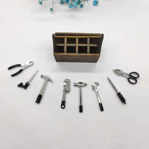 Mini Wooden <strong>Toolbox</strong> With Wrench Axe Scissors Hammer Doll House Simulation Pocket Tool Model Accessories - Product Image 5