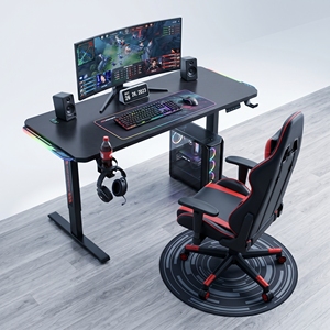 New <b>Standing</b> Desk Gaming Desk Carbon Fiber Surface Metal Frame Adjustable Height With Headphone Hook Cup Holder - Product Image 4