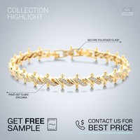 OUGEPHELI OUGEPHELI Bracelet à maillons en argent 925 plaqué or, testé au diamant, VVS1 D Moissanite, avec perles torsadées en forme de vague