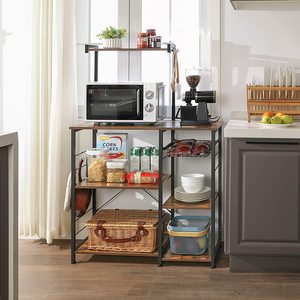 Rack Kitchen Storage Kitchen Rack For Kitchen VASAGLE Baker Rack With Shelves Kitchen Shelf With Wire Basket Microwave Oven Stand Utility Storage For Spices Pots Pans