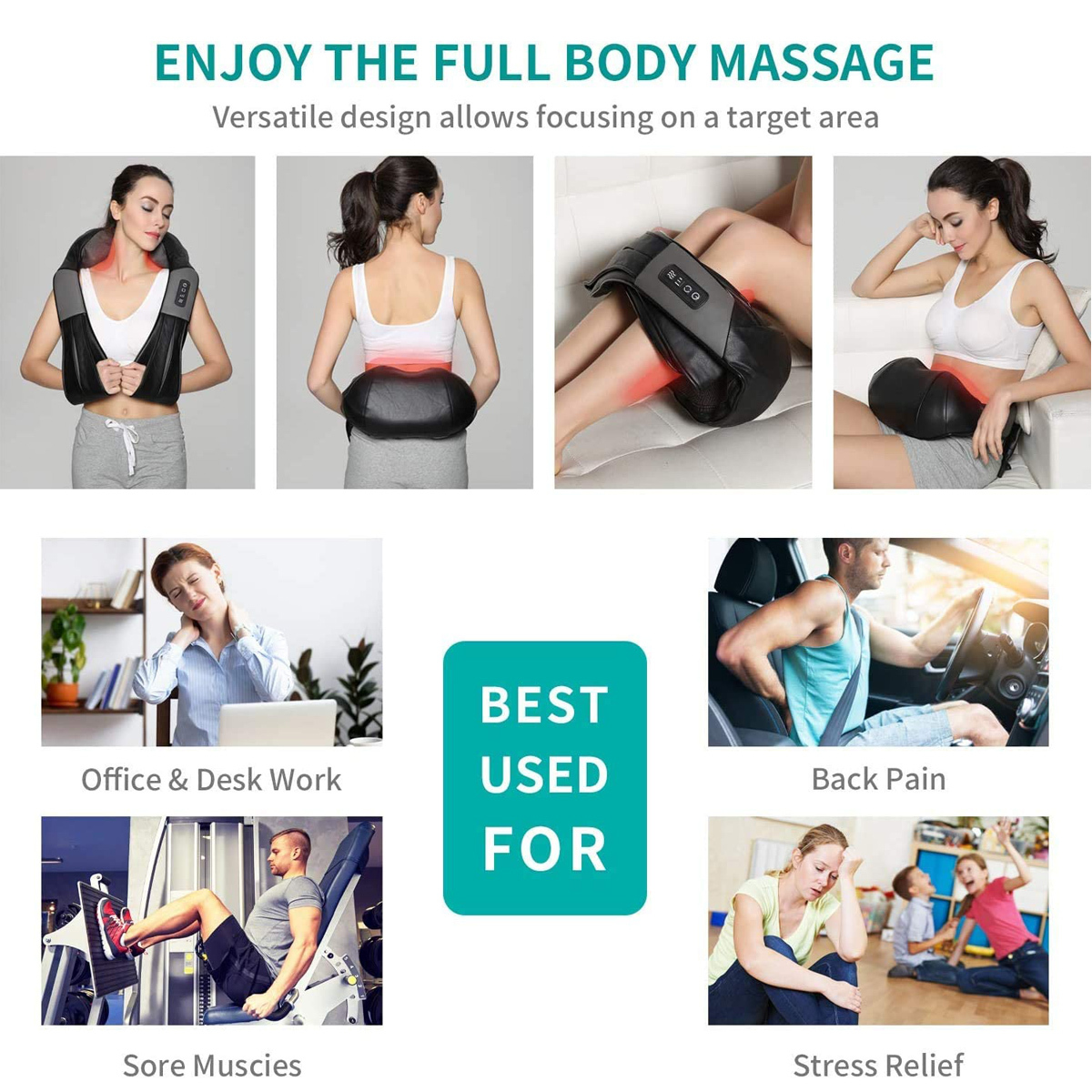 Electric Shiatsu Neck Massager – Kneading & Hot Compress Massage Device for Neck, Shoulder, Waist & Back - View 3