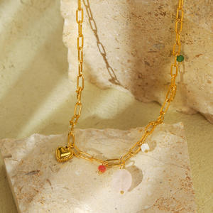 Mode réglable dames 18k pierre naturelle perlée collier de perles chaîne lien collier pour les femmes - Product Image 3