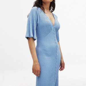 Abito Maxi Elegante e Traspirante con Design Personalizzato, Imbottito, in Chiffon e Pizzo, con Cerniere e Maniche a Volant a Contrasto - Product Image 3