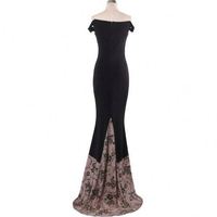 Nouvelle Robe de Soirée Élégante pour Femme 2025 – Coupe Slim, Épaules Dénudées, Longue, Noire, Style Crayon, Longueur Ras du Sol