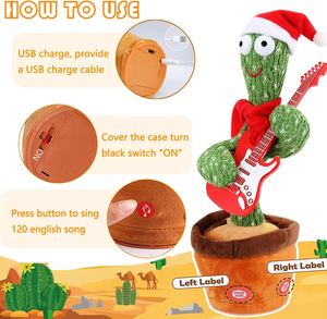 OEM ODM-muñeco de peluche de <span class=keywords><strong>Cactus</strong></span> para niños, muñeco de peluche suave, para cantar canciones, recargable, pequeño, cantidad mínima - Product Image 4