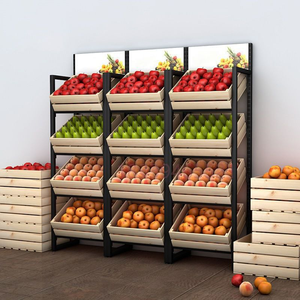 Rak Display buah sayur kayu, kapasitas besar dapat dilepas rak penyimpanan Organizer pemegang keranjang rak untuk dapur