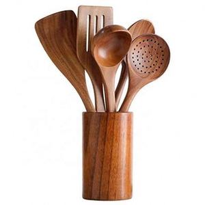 Juego de utensilios de cocina de teca de 6 piezas al por mayor, utensilios de cocina de madera/bambú, juegos de herramientas de cocina de madera de acacia - Product Image 5