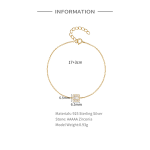 CANNER Nueva Pulsera Sencilla de Cadena Delgada con Baño de Rodio y Plata S925 con Circonita, Regalo Moderno para Mujer - Product Image 4