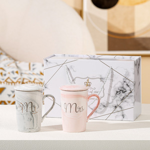 Ensemble cadeau saint valentin transfrontalier <span class=keywords><strong>nouvelle</strong></span> tasse d'amour en marbre 1314 Couple tasse en céramique tasse à eau - Product Image 3