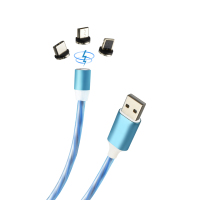 Kabel LED Mengalir Kuat untuk Ponsel IP 11 Pro Max, Ponsel Ringan Kabel USB Magnet 3-In-1