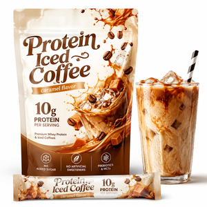 Boisson de récupération après l'entraînement au goût caramel, à base de protéines instantanées de qualité supérieure, de peptides de collagène, d'huile MCT et de prébiotiques - Product Image 1