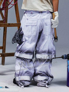 Pantalones Cargo Vaqueros de Mezclilla con Doble Cintura, Estilo Carpintero, Cortos Desmontables, Pierna Ancha y Holgada, Reflectantes para Bomberos - Product Image 3