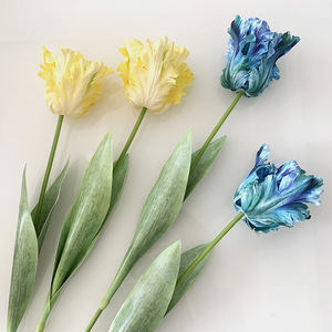 Fleurs artificielles de tulipes Premium au toucher réel, en latex 3D, effet mouillé, dégradé de couleurs, bouquet pour la décoration de la maison et de mariage, vente en gros - Product Image 2